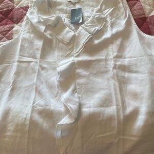 KUT White and Ruffled Sleeveless Blouse